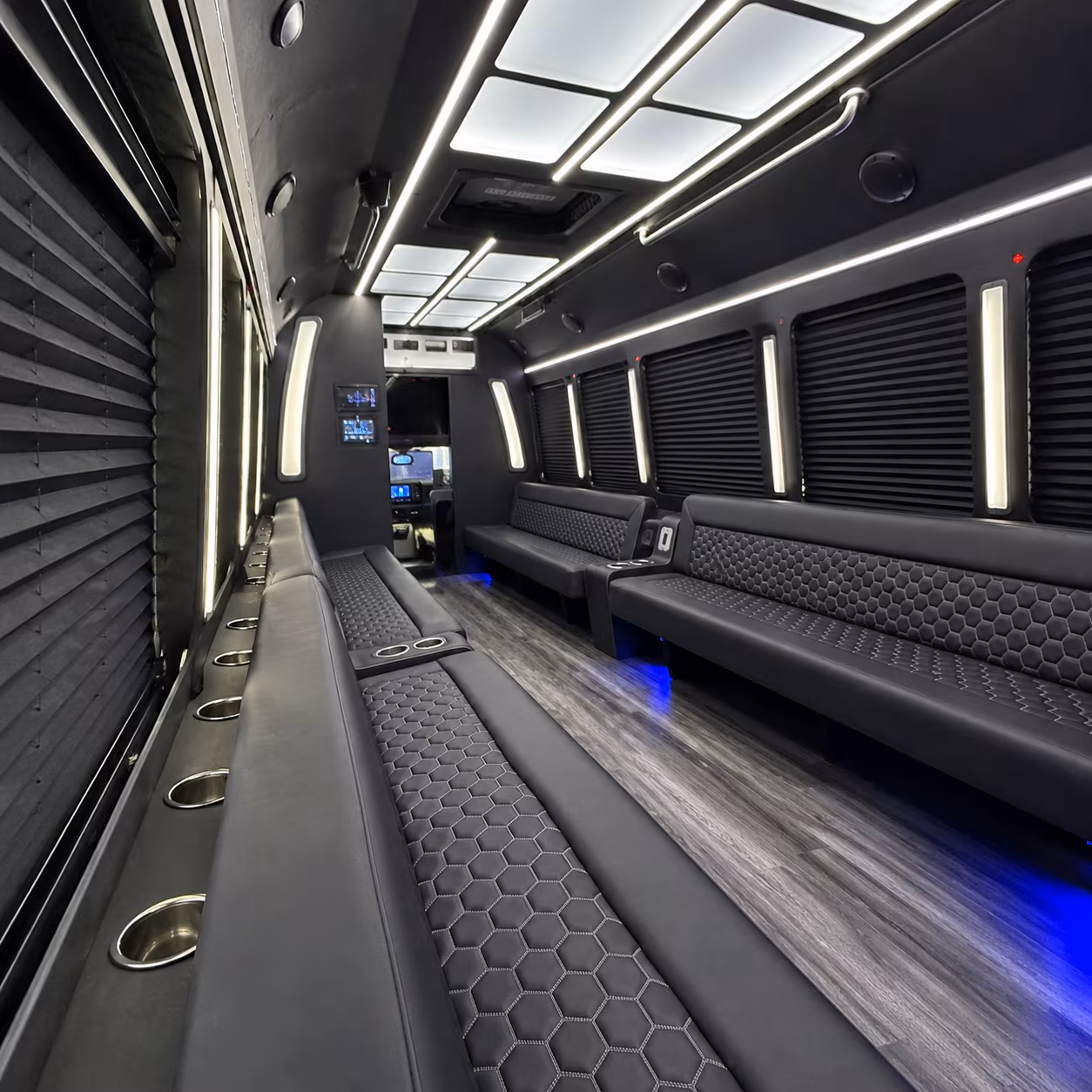 el monte party bus rental interior